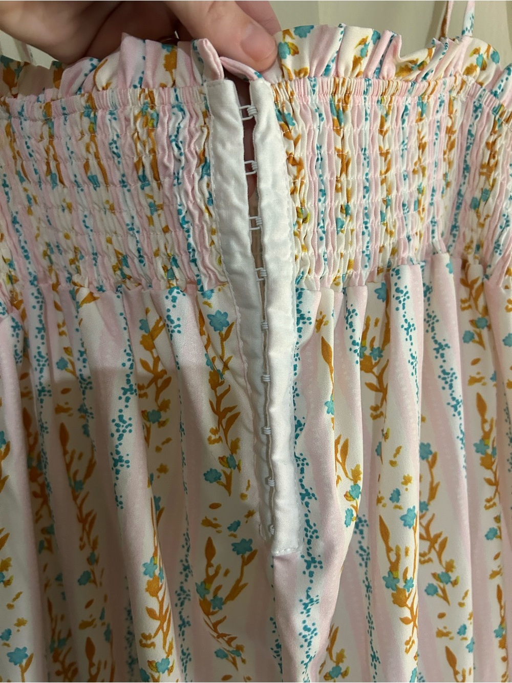 Floral Smocked Harem Jumpsuit Tie Straps Boho Cottagecore Medium - Picture 4 of 9